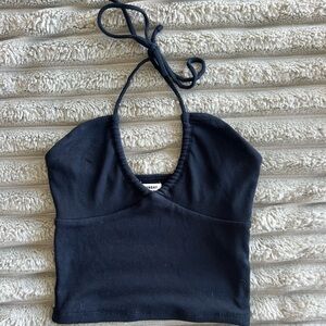 SOLD Sunday Best Black Ribbed Halter Top